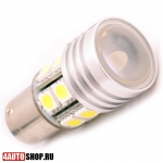   Светодиодная автолампа P21W 12 LED SMD5050 + линза CREE (2шт.)